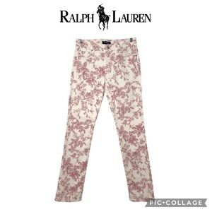 Lauren Ralph Lauren floral cream pink classic straight jeans size 6 NWT $100